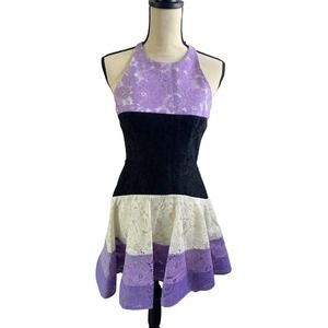 Alex Perry Color Block Lace Embroidery Mini Dress Size 8UK or 4US